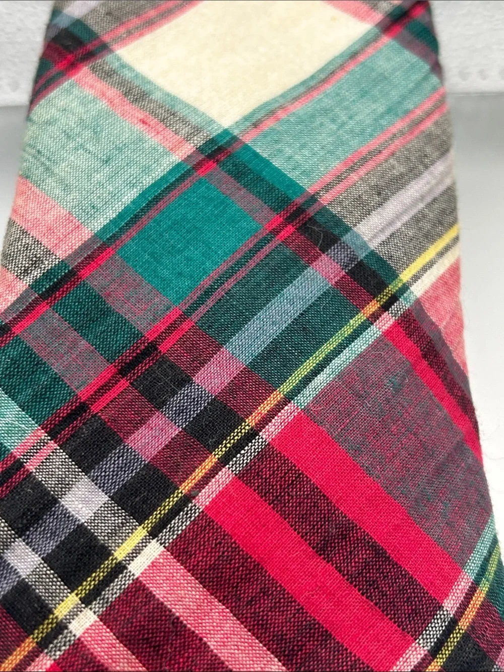 Brooks Brothers Red Green Black Plaid Vintage Men’s Cotton Preppy Tie